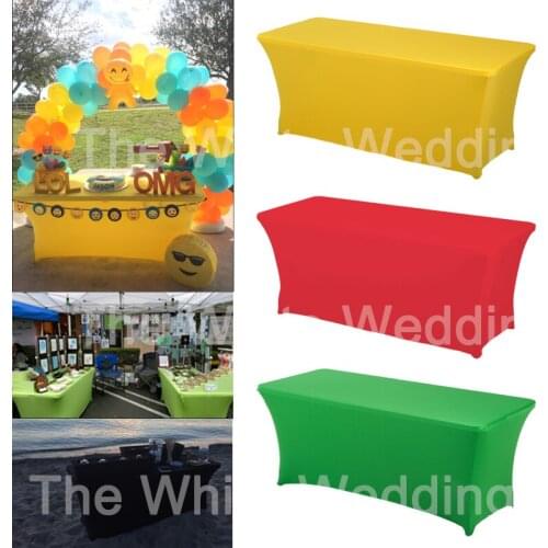 5pcs White Red Emerld Table Cloth Rectangular Spandex Lycra Table Cover Stretch Wedding Party Christmas Halloween Tablecloth