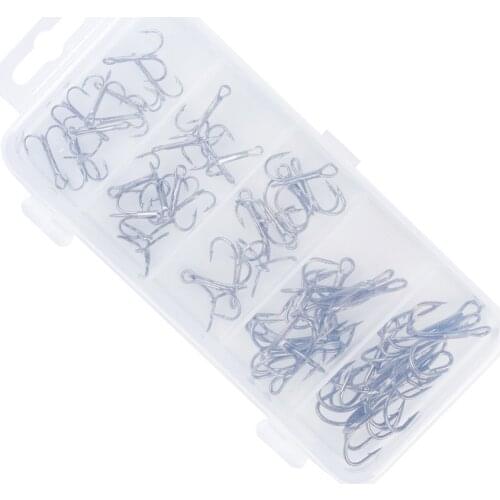 51 PCS Fifty-one with three black book hooks high carbon steel Treble Hoooks