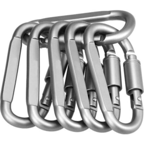 6Pcs Hike Aluminum Keychain Hook Survive Clasp D Ring Lock Quickdraw Clip Screw Climb Camp Snap Hang Outdoor Chain