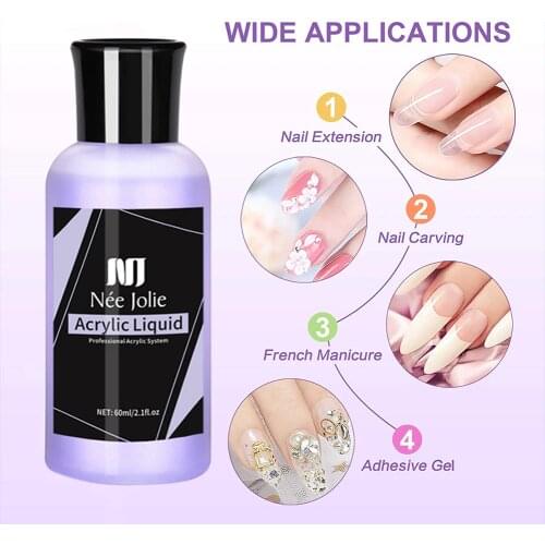 20/60ml Acrylic Liquid Nail Polish Crystal Acrylic Nail Powder Solution for Manicuring Carving Nail Art Extension Tool