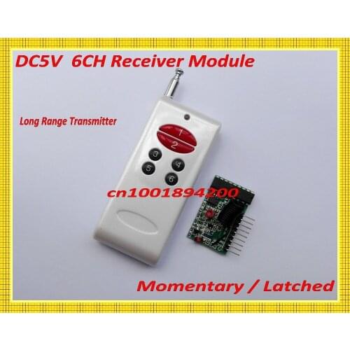 6CH Decoding RF Receiver Module&1Transmitter 1000M Wireless Remote Control Module System Momentary Latched TTL 6CH Signal Output
