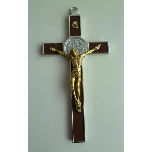 7.57" Old Handwork Miao Silver Carving Jesus On The crucifix Suffering Statues