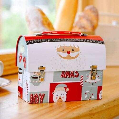 94PF Christmas Iron Box, Santa Claus Snowman Elk, Portable Metal Storage Box Christmas Iron Candy Box Cartoon Storage
