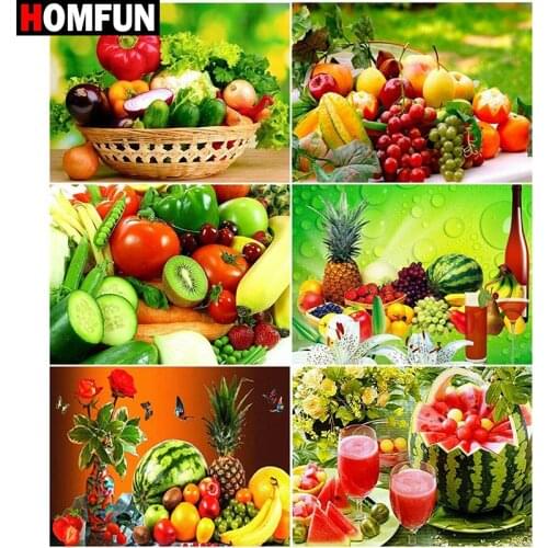 HOMFUN DIY Diamond Painting "vegetable and fruit" Full Drill Square Round Diamond Embroidery 5D Cross Stitch Decoration Home