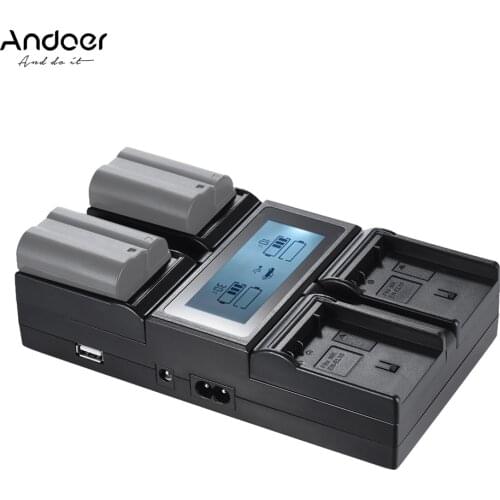 Andoer DMW-BLF19E Camera Battery Charger 4-Channel LCD Digital for Lumix DC-GH5 DMC-GH3 DMC-GH3K DMC-GH4 DMC-GH4K