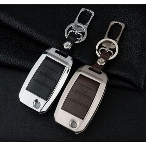 Car Zinc Alloy+Leather Key Cover Chain Shell Holder For KIA K3 KX5 KX3 Sportage Optima Sorento Sorento Soul Carens RIO K2 Forte