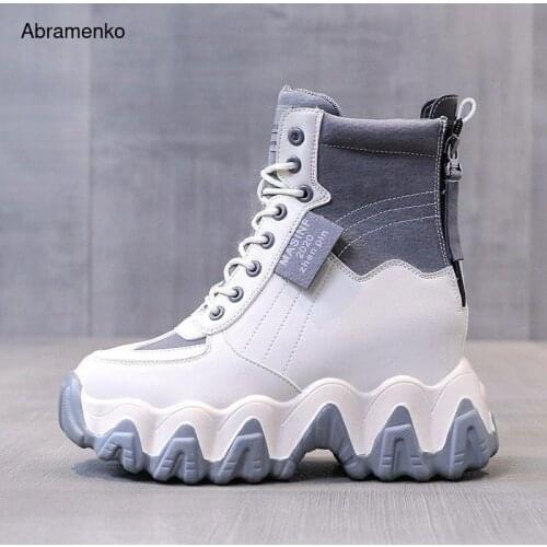 2020 Winter Women Fashion Ankle Boots 10cm Height Increasing Platform Boots Brand Womens Chunky Gladiator Boots New Woman Shoes