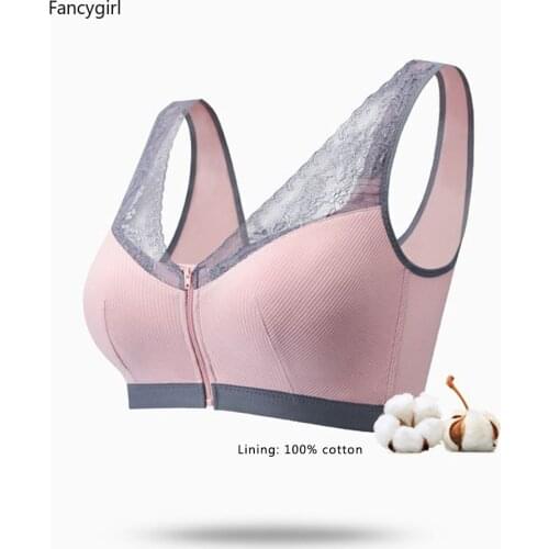 Mastectomy Bra Pocket Bra Silicone Breast Full-Freedom Front Zipper Comfort Bra for Women Prosthesis Breast Cancer