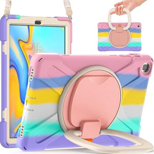 Tablet Case For Samsung Galaxy Tab A 10.1 T510 T515 360 Rotatable Kickstand with Hand Ring&Neck Strap protection Caver+Film+Pen