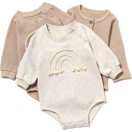 Spring Autumn Newborn Baby Girl Rompers Baby Boy Girl Rompers Clothes Baby Girl Long Sleeve Pure Color Rompers