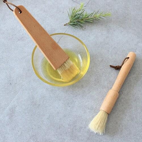 Wooden Bristle Spatula Barbeque Brush Cooking BBQ Heat Resistant Oil Brushes Kitchen Bar Cake Baking Tools Utensil Supplies