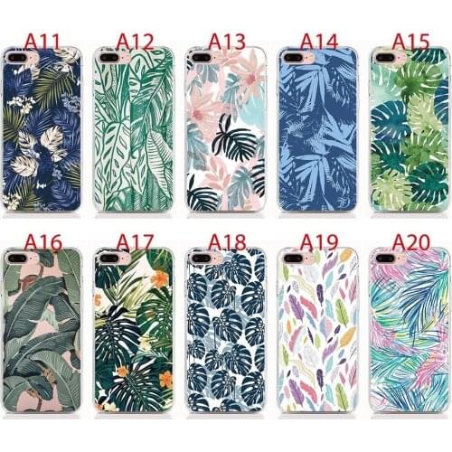 For Alcatel 2019 Series 1 1S 1V 1C 1X 3 3C 3V 3X 3L 2019 Case Soft TPU Print Green leaves Shell Phone Cases