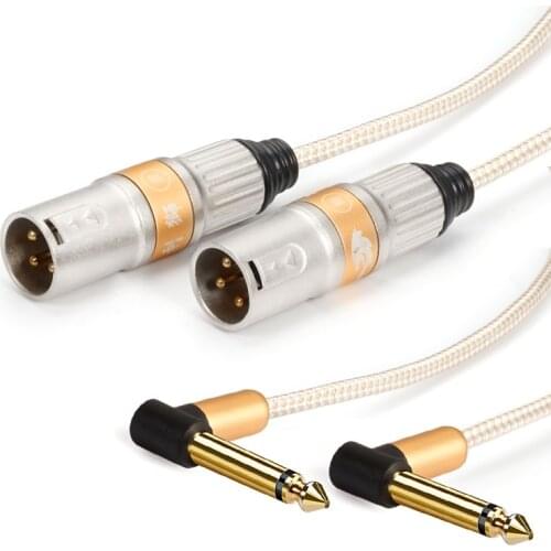 Dual 1/4 Inch TS Mono 6.35mm to 2 x XLR Male Audio Cable for Amplifier Mixing Console Home Theater System Shielded Cords