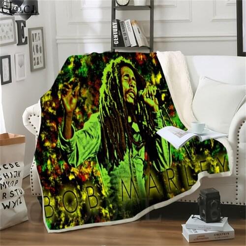 Double Layer Blanket Star Singer Bob Marley 3D Adult Throw Blanket for Bed Cover Sofa Travel Office Thick Adult Quilt