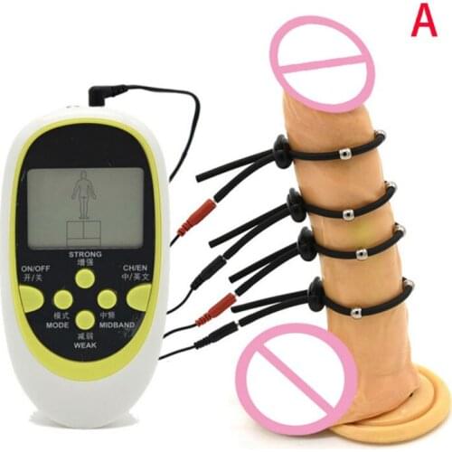 Physiotherapy Cock Ring Steel Ball Penis Ring Electric Shock Cable Electro Shock Sex Toys Electro Stimulation Medical Themed Toy