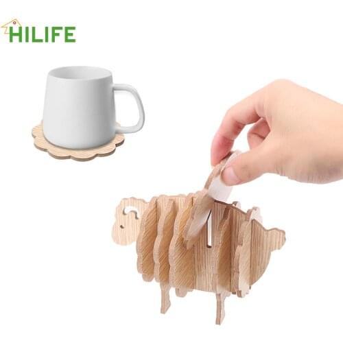 HILIFE Coasters Kitchen Accessories Placemat Gadgets Coffee Cup Mats Wood Sheep Table Pad 7pcs/set