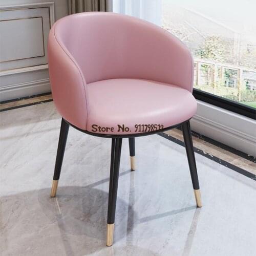 Leather chair backrest bedroom net red milk tea shop reception reception room office computer makeup stool home dining chair