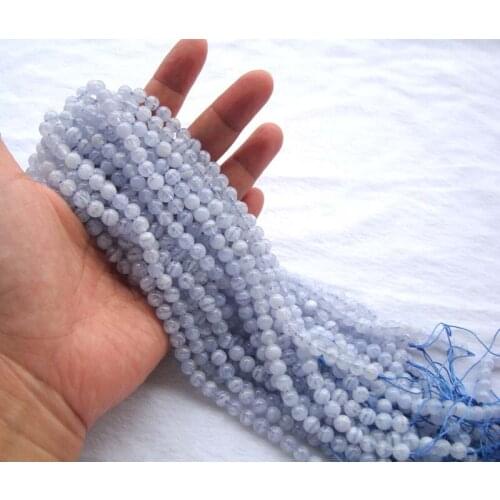 Natural Blue Lace Agate Round shape Loose Beads For Jewelry Making DIY Bracelet Necklace Earrings