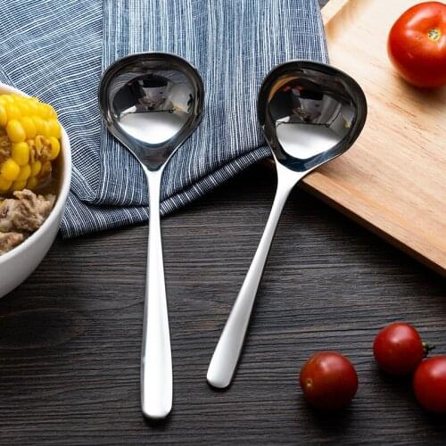 Quality 304 stainless steel soup spoon household deepening round spoon spoon porridge spoon hotel hot pot spoon big head spoon