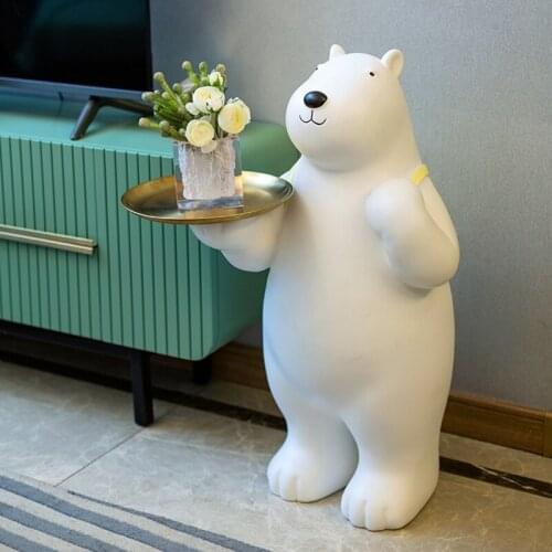 Cute Cartoon Bear Statue Modern Decoration Luxury Large Landing Sculpture Home Accessories Creative Storage Tray High Grade Gift
