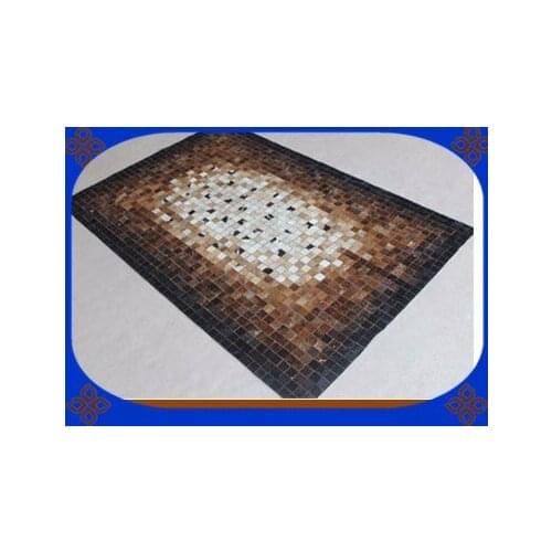 Fashionable art carpet 100% natural genuine cowhide leather belgium rug