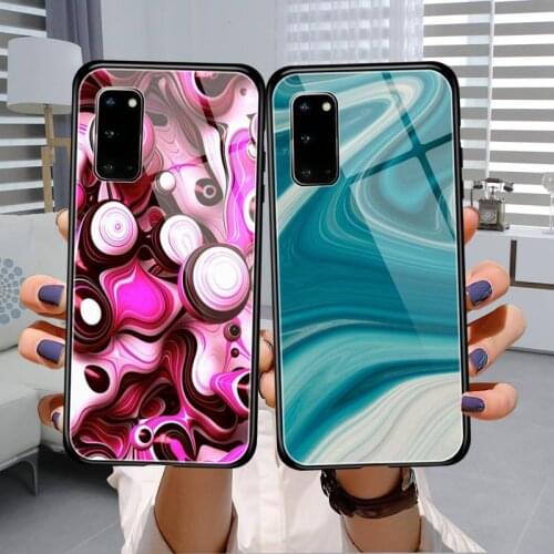 Fashion marble Phone Case Tempered Glass For Samsung S7 S8 S9 S10E S20 21 30 Plus ultra Note 8 9 10 Plus A7 2018