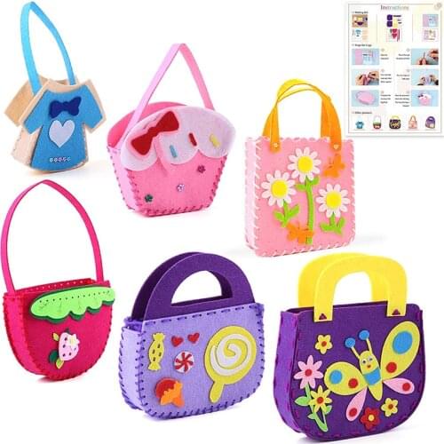 Dailylike DIY Craft Felt Sewing Kit For Kids,Crafts Sewing Kit Kids Sewing Kit Include 3 Different Styles Handbag Craft Kits