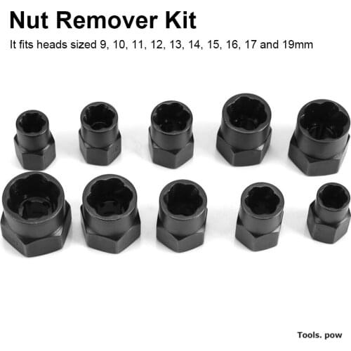 10Pcs/Set Damaged Bolts Nuts Screws Remover Extractor Removal Tools Set Threading Tool Kit Black Nuts 2 Styles Optional