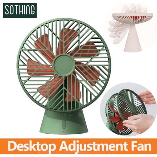 Sothing Desktop Fan 3 Wind Speeds Removable 7 Blades USB Rechargeable 90 Degree Pitch Angle Adjustment Cooling Fan