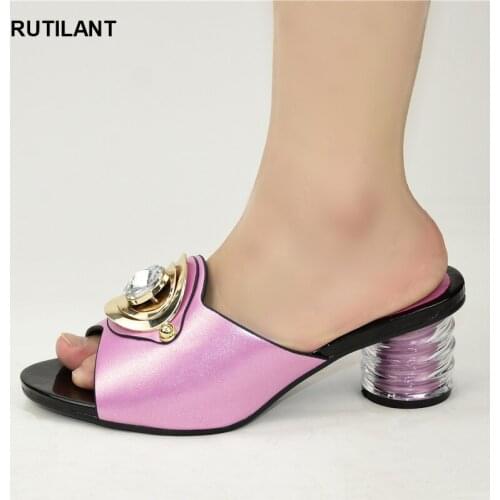 Latest Sandals Rhinestones Candy-colored Sexy Party Woman Shoes Nigerian Women Party Pumps High Heels Womens Dress Sandals 2020