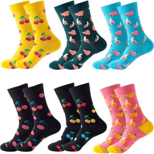 New Mens Brand Pattern Hip Hop Cool Women Thick Long Skate Funny Socks Skateboard Colorful Fruits Kawaii Christmas Gift