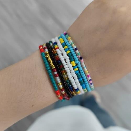 New Korean Sweet Colorful Simple Seed Beads Strand Bracelets For Women Boho Summer Beach Party Jewelry Handmade Beaded Bracelet