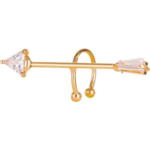 New charms zircon arrow ear clip single pierced cartilage women earrings fashion simple ins wind ear bone clip jewelry for women