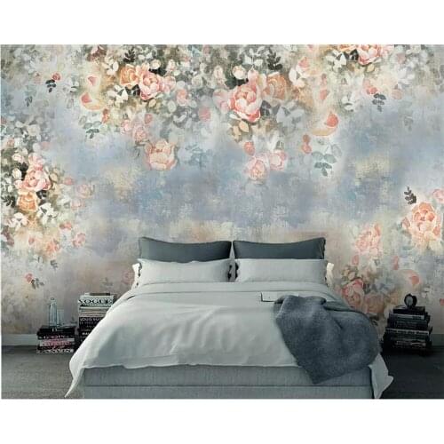 Beibehang Custom wallpaper retro rose background wall modern hand-painted floral photo wallpaper papier peint 3d wallpaper