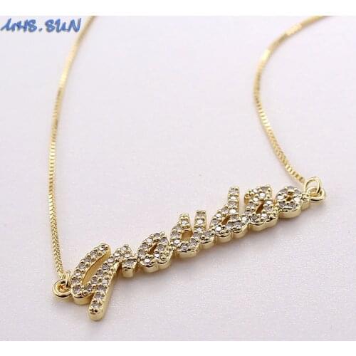 MHS.SUN 1PC Popular Simplicity Zircon Letter Pendant Necklace For Women Charming Chain Necklace Choker Jewelry For Party Gift