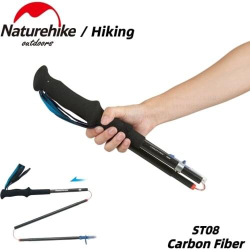 Naturehike Carbon Fiber External Quick Lock Trekking pole Hiking Telescope Stick Nordic Walking Stick Shooting Crutch Senderismo