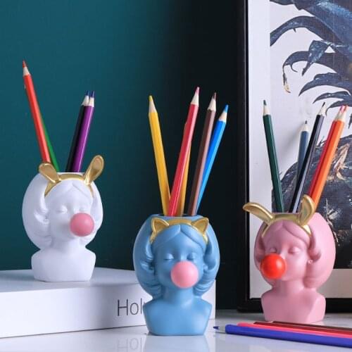 Bubble Girl Miniature Gifts Embassy Home Flower Patches Pen Holder Desktop Decoration