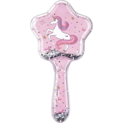 Pattern Unicorn Pig Star Sequins Comb Massage Children Comb Cute Girl Comb Carry Long Hair Mini Anti-knot Comb Hair Brush