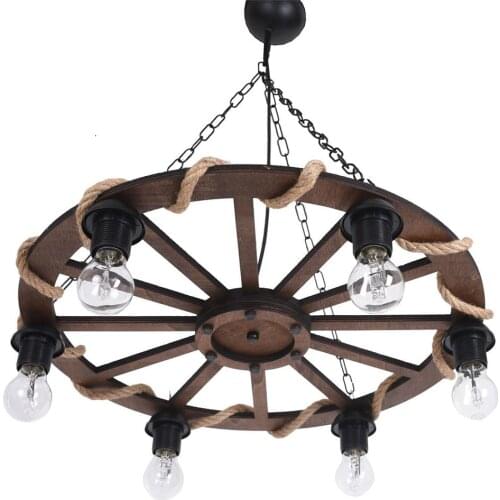 Wheel Wire Rope Rustic Chandelier Genuine Wood Ceiling chandelier Chandelier Living room decoration Kirchen Chandelier Hanging light 2021 Modern
