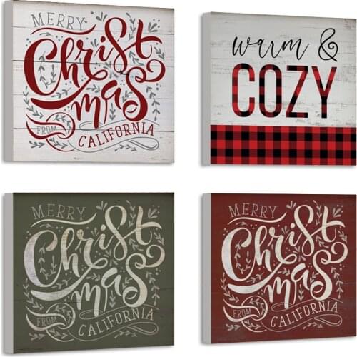 Merry Christmas Vintage Wall Art Posters Canvas Paintings Joy Home Decor Canvas Prints Pictures Kids Room Decor Home With Frame