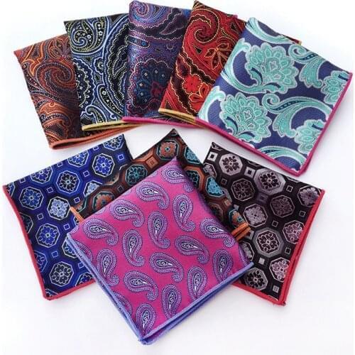 Fashion Explosion Models Unique Design Paisley Silk Polyester Pocket Towel Business Suit Dress Square Scarf 9 Color Combination