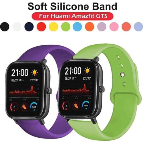 20mm/22mm Silicone band For Amazfit GTS/2/2e/GTS2 Mini/GTR 42mm/47mm/GTR2/2e/stratos 2/3 Sport Watch Bracelet Amazfit bip strap