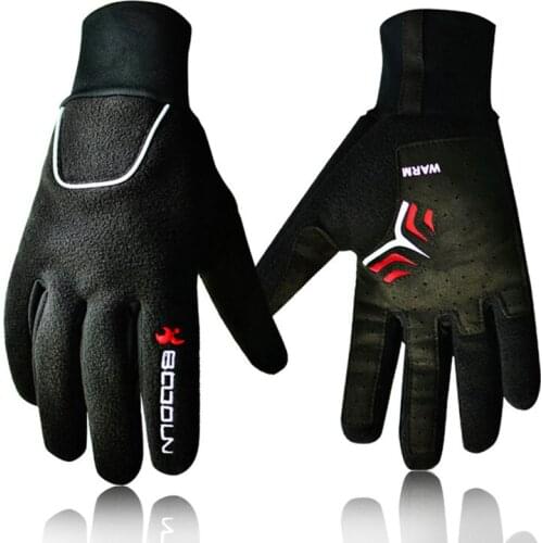 Thermal Men Bicycle Gloves Winter MTB Bike Full Finger Windproof Fleece Cycling Gloves Waterproof Black Outdoor Sports Gloves
