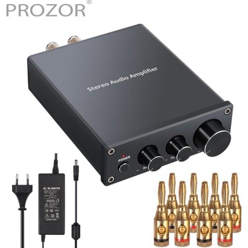 PROZOR 50W Digital Power Amplifier Hi-Fi Class D Integrated Amp 2 Channel Stereo Audio Amplifier with Bass and Treble Control