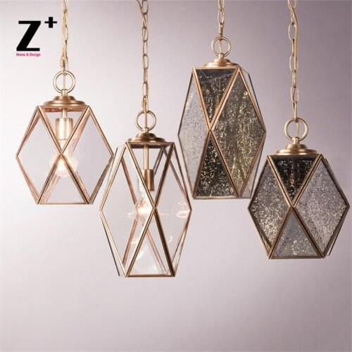 Vintage Brass and Glass Pendant light Spot Glass Clear Glass