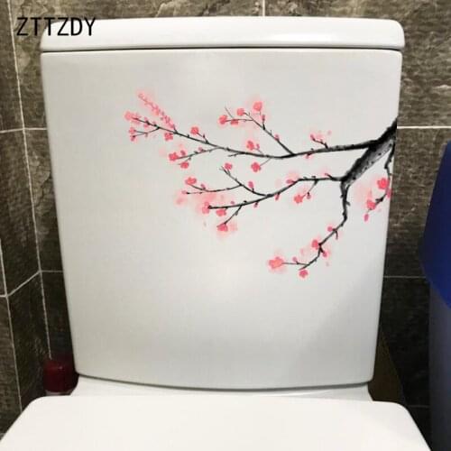 ZTTZDY 24.4*16.4CM Plum Ink Antiquity Toilet Seat Sticker Home Bedroom Wall Decor Decal T2-0532
