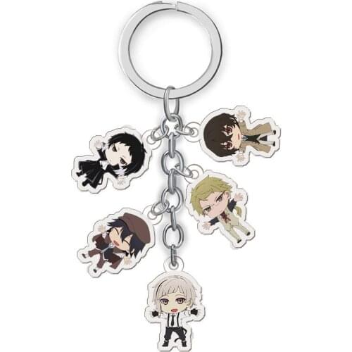 10 Pcs/Lot Anime Bungou Stray Dogs Acrylic Keychain Keyring Osamu Dazai Cartoon Pendant Toy Gift