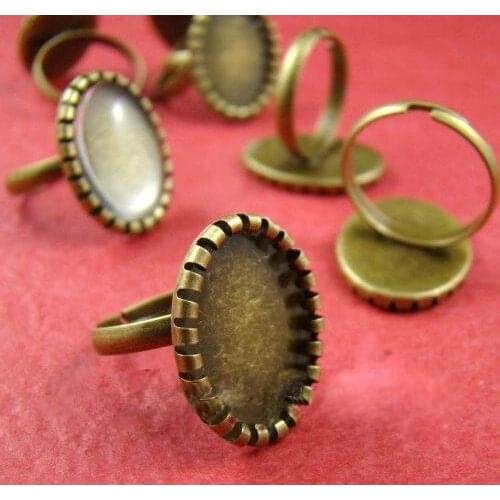 Free shipping!!!!! 100pcs/lot Antique Brass 13x18mm Oval Ring Base/Ring findings