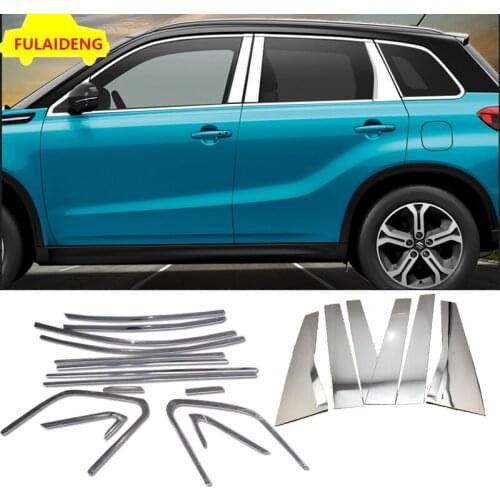 20pcs For Suzuki Vitara Escudo 2015-2019 stainless steel Chrome Full Window sill Trim with Center Pillar car styling