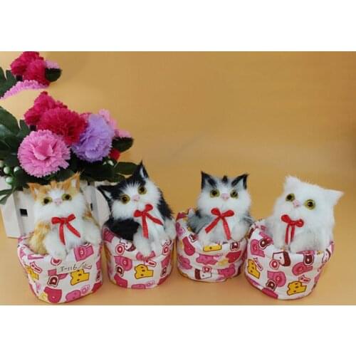 2021 Plush Cats in Cloth Bucket Kids Toy Lovely Simulation Soft Animal Doll Stuffed Toys Decorations Birthday Gift For Children